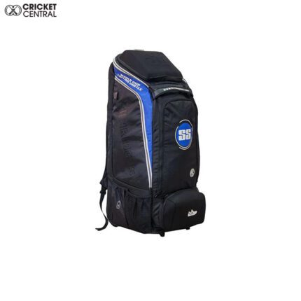 Black Wheelie Duffle Cricket Kit bag with some shades of blue.