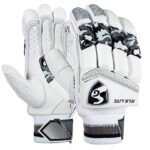 White cricket batting KLR Lite gloves with camouflage design from SG