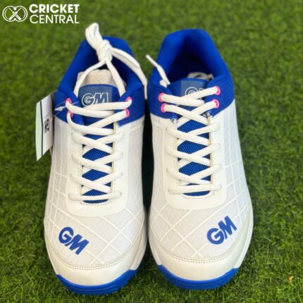 White and Blue Multifunction Cricket Shoes from GM
