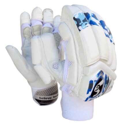 SG RP 17 batting gloves in white and blue