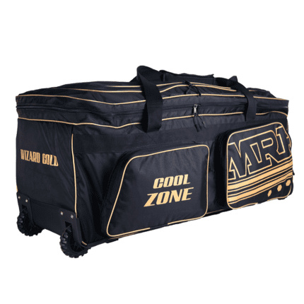 Black and Gold MRF Wizard Kit Bag with wheels