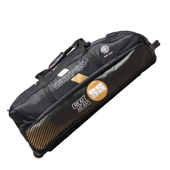 Black Cricket Kit Bag with Wheels SS Sky Thunder